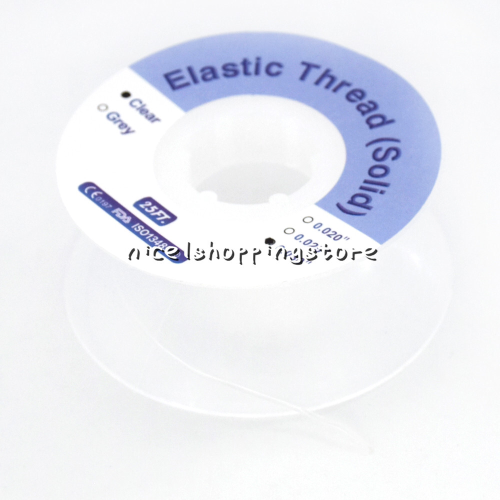 25 Feet Dental Orthodontic Grey/Transparent Power Solid Elastic Thread 0.20-0.30