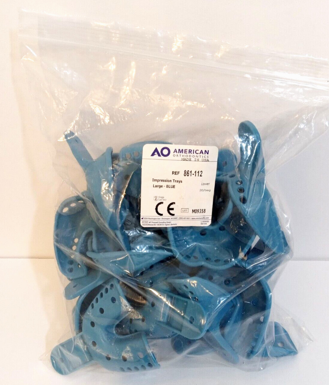 American Orthodontic Impression Trays Size Large Blue Lower 20 Count NEW