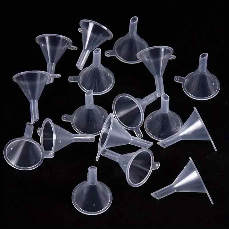 10 Pack Clear Mini Plastic Funnels for Lab Bottles, Oils, Perfumes, Powder, etc