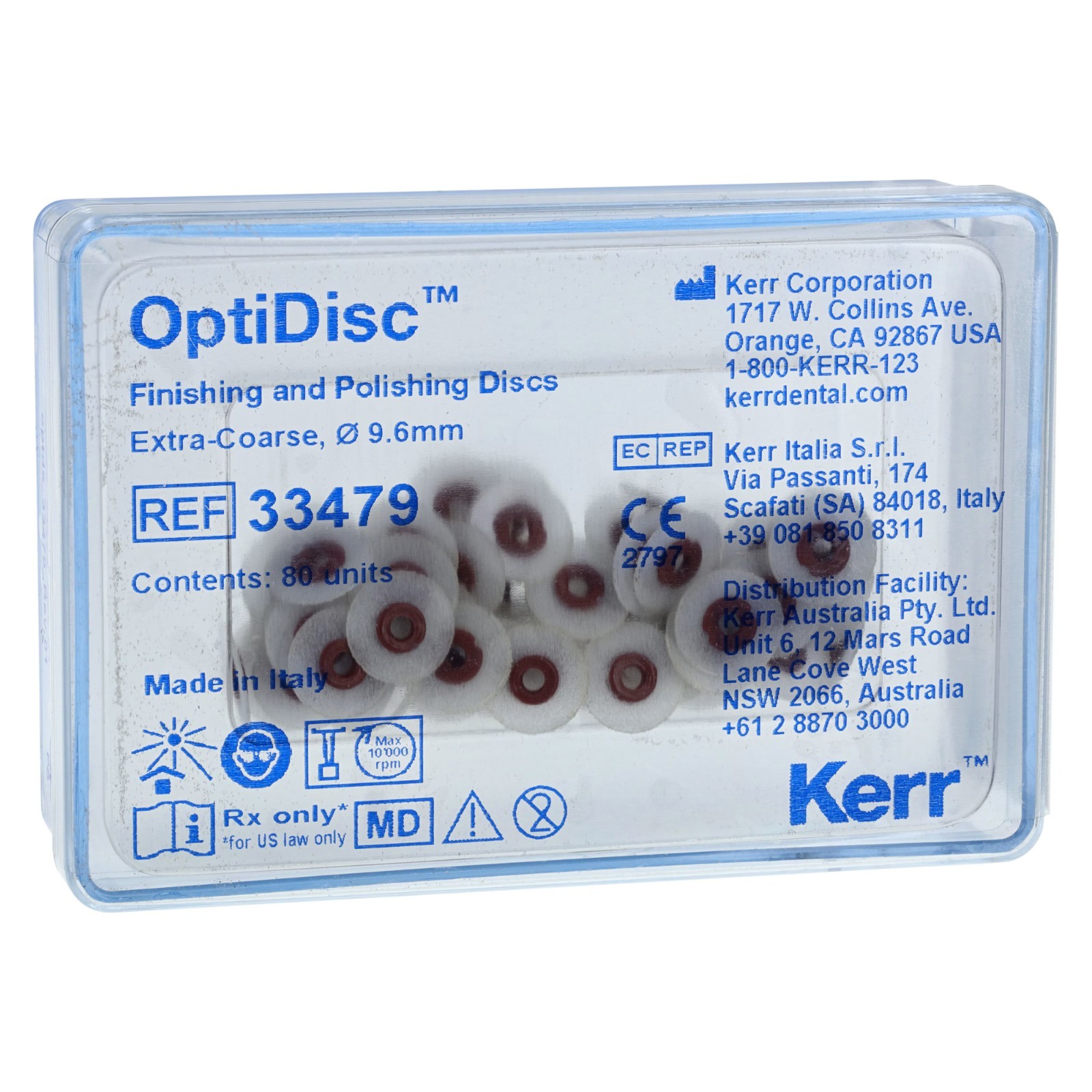 Kerr OptiDisc Finishing and Polshing Discs – Extra-Coarse 9.6mm (80/box)