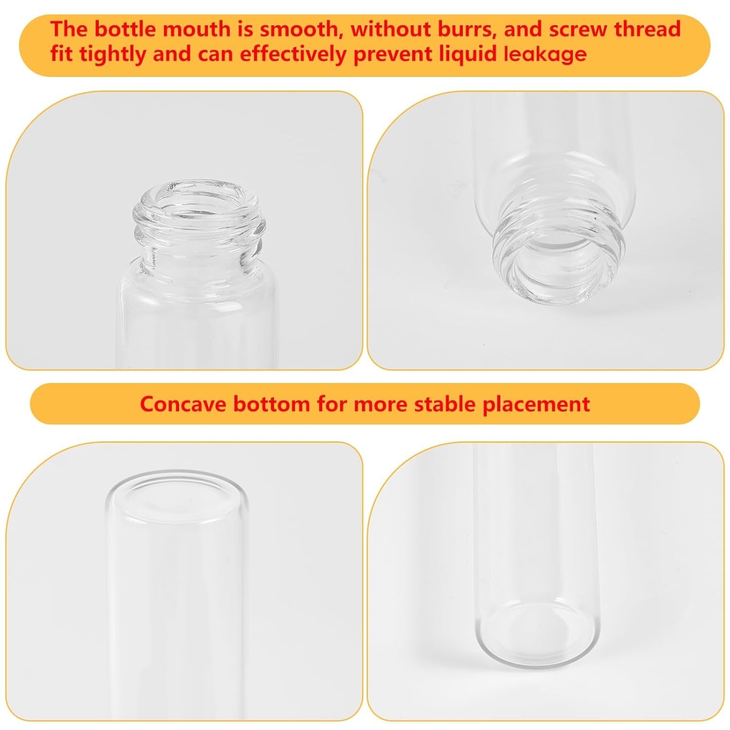 Durable 20ml Borosilicate Glass Vials – Leak-Proof with Caps & Stoppers (12PCS)