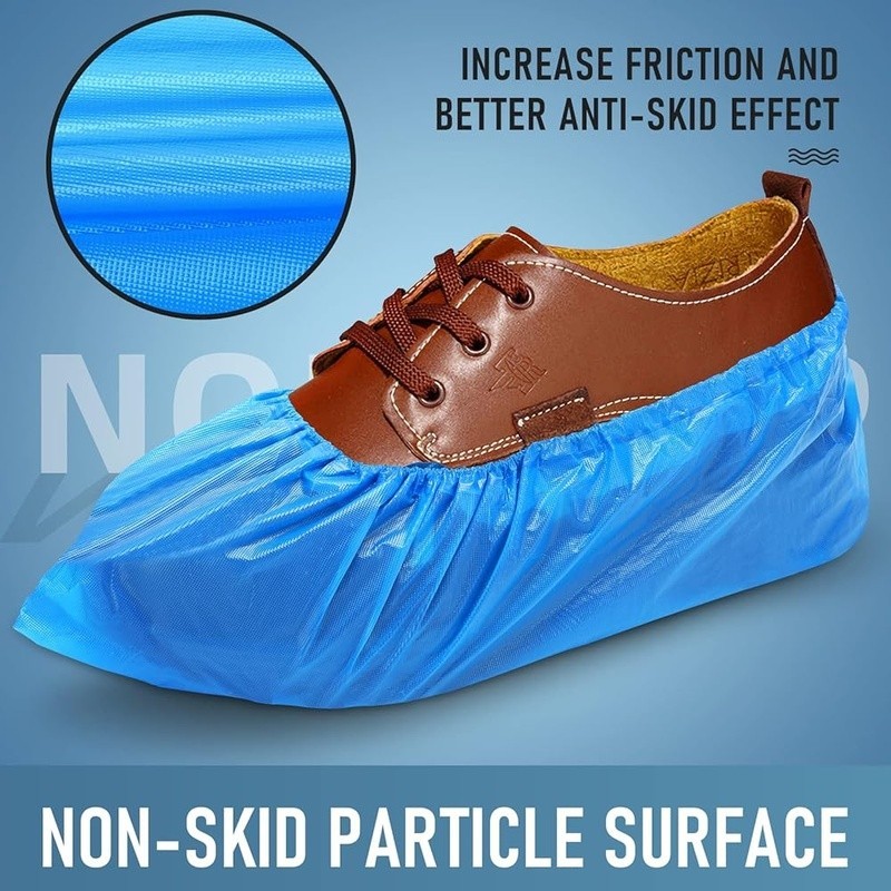 Disposable CPE Shoe Covers Waterproof Non-slip 200 Pcs Indoor Outdoor Use