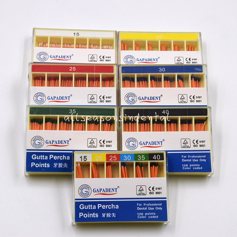 1 Pack GAPADENT Dental Gutta Percha Points Absorbent 120 Points Color Coded Opt