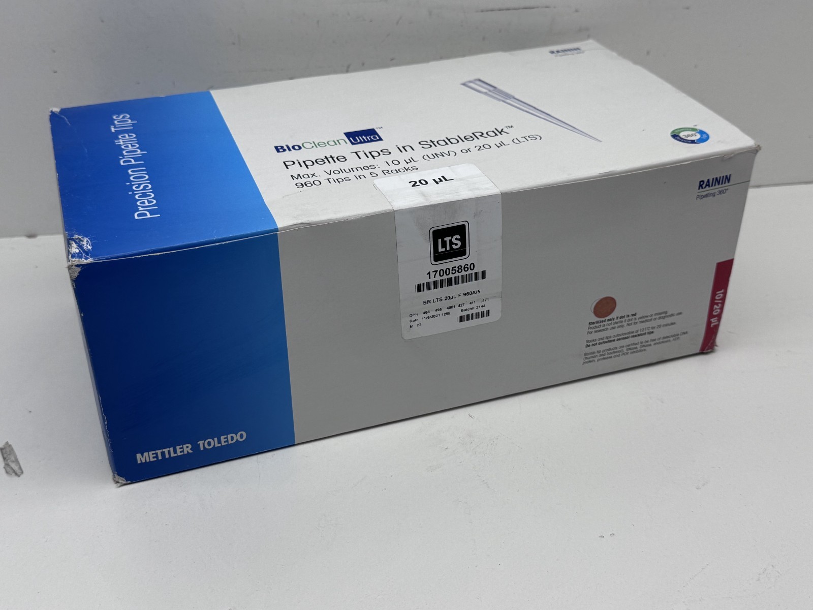 (960) Rainin 17005860 StableRak Bioclean LTS Sterile Filter Pipette Tips 20uL