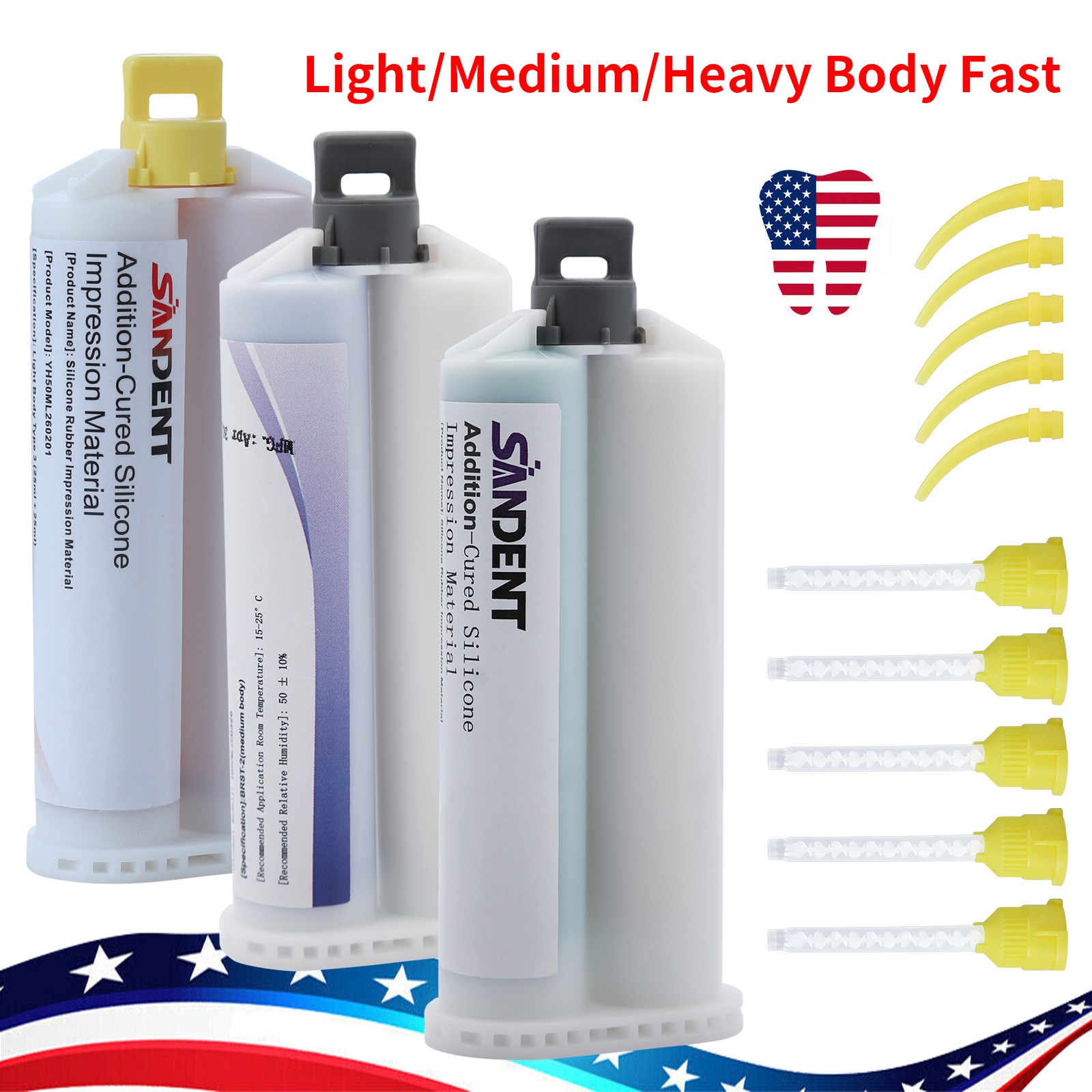 MEDIUM HEAVY LIGHT Material REGULAR SET Dental VPS Impression 50ml Cartridg 4/pk