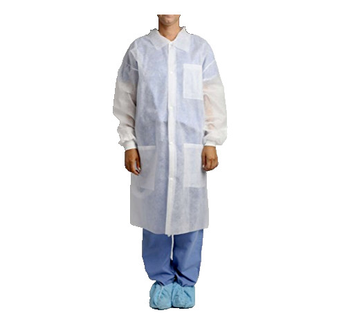 MediChoice 03504M Medium White Disposable Lab Coat 3 Pockets 5-snap Front 25/box