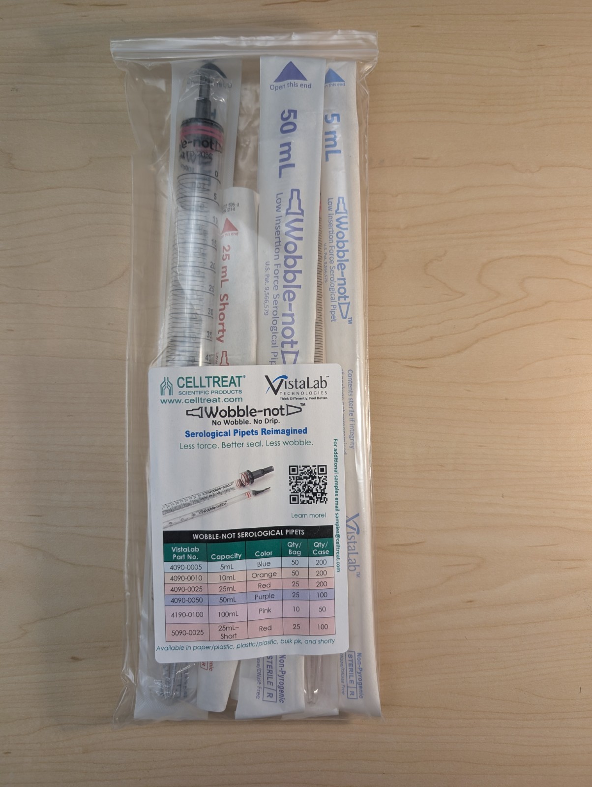 Vistalab Wobble-not serological pipets — 2 variety packs (12 pcs, 5–100 mL