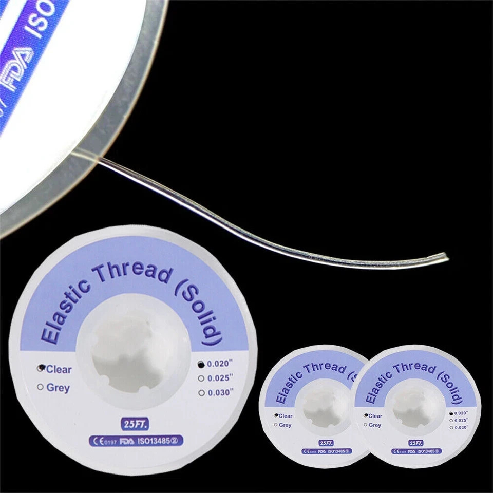 Dental Ortho Elastomer Powerful Solid Elastic Thread Rope Clear 0.020/0.025/.030