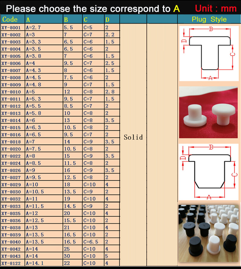 Silicone Round Plug Blanking End Cap Stopper Pipe Seal Black & White Solid/Hole