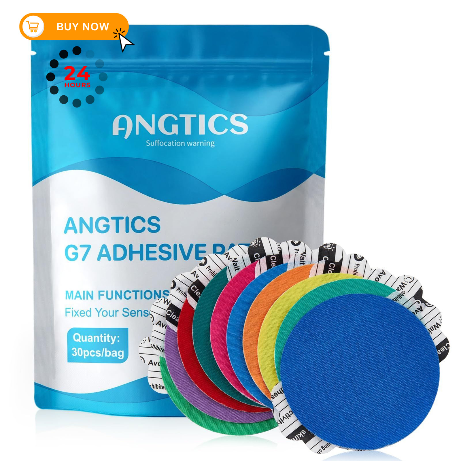 ANGTICS Dexcom G7 Adhesive Patches 30PCS, Waterproof & High Solid, Multicolor
