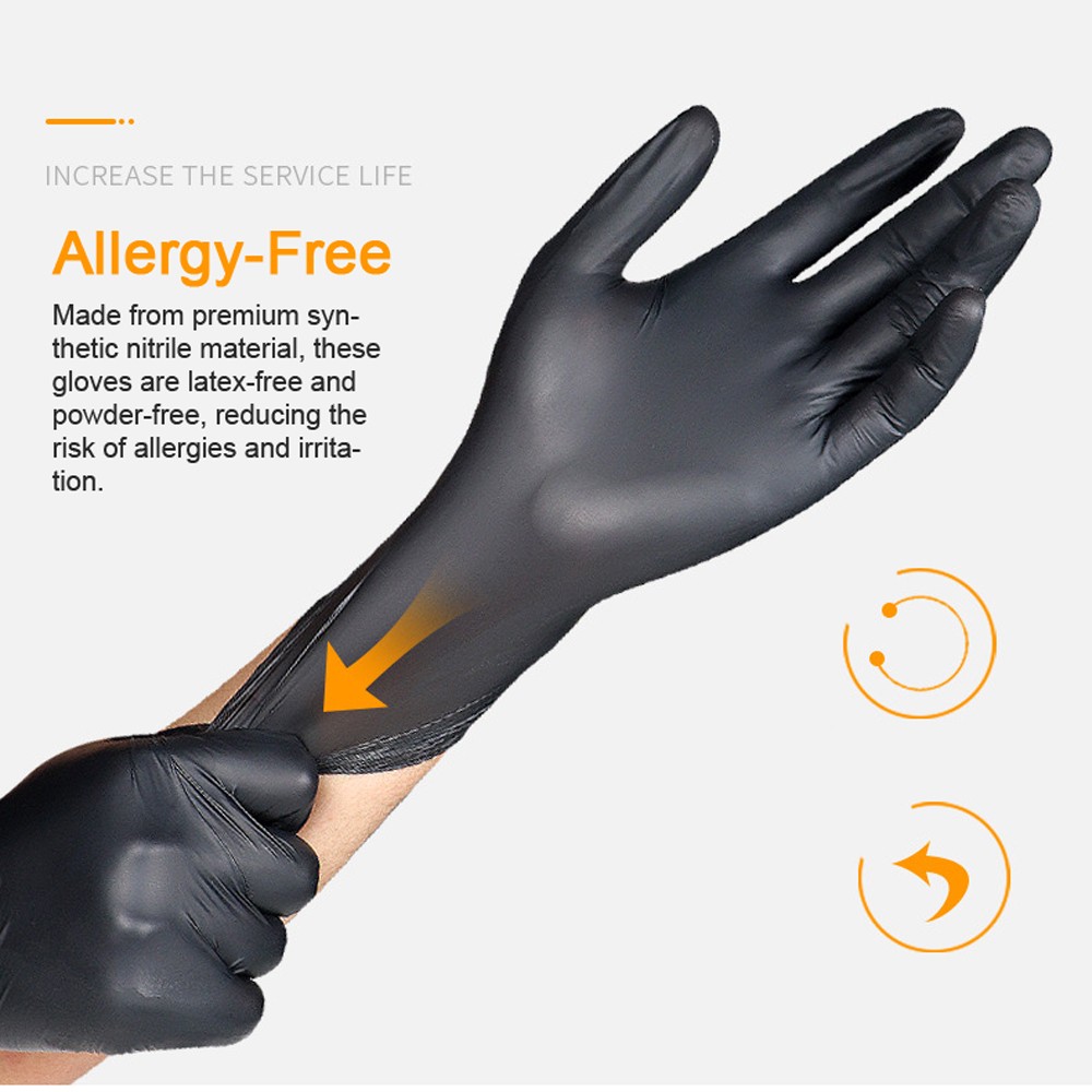 100pcs Disposable Nitrile Latex Free Powder Free Oil Proof Wear Resistant