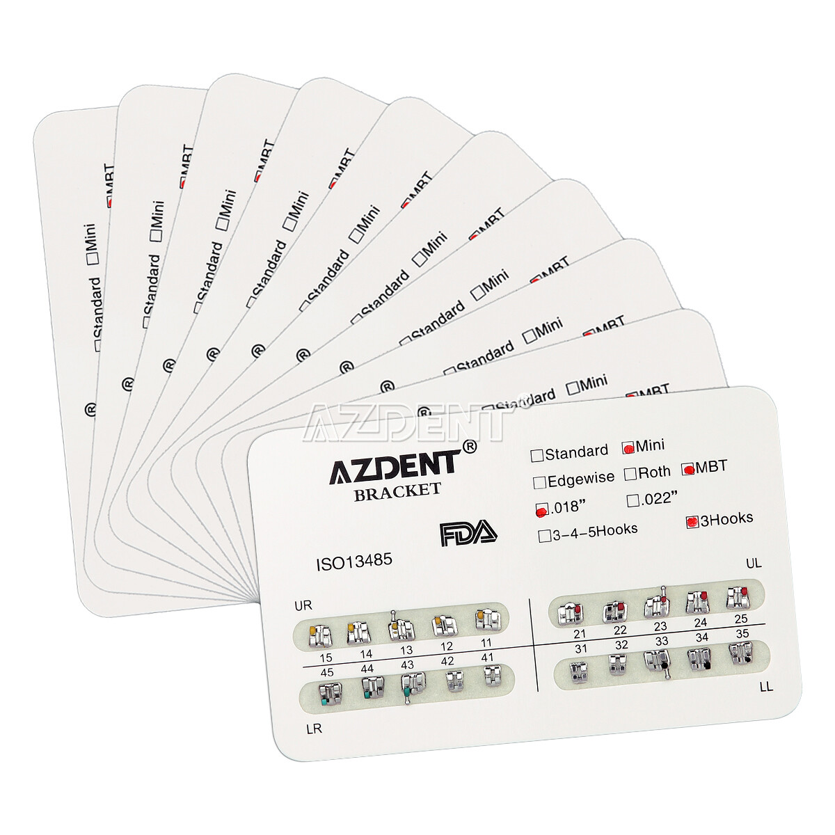 20X AZDENT Mini Brackets de ortodoncia dental Brace Roth/MBT 022/018 Ganchos 345