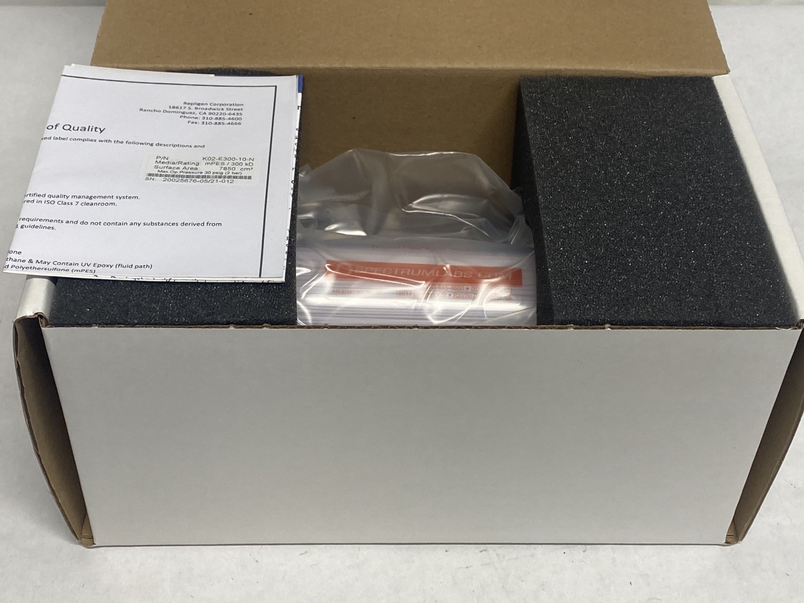 REPLIGEN KrosFlo Hollow Fiber Filter Module 20cm 300kD 1mmID mPES K02-E300-10N