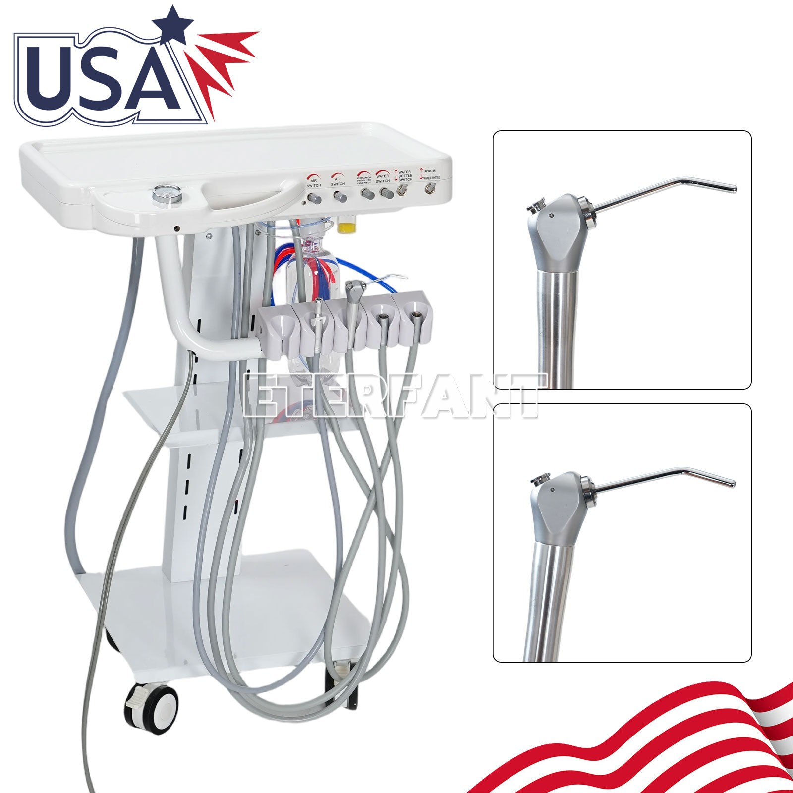 Dental 4H Portable Mobile Delivery Unit Suction System w/Air Compressor/Socket