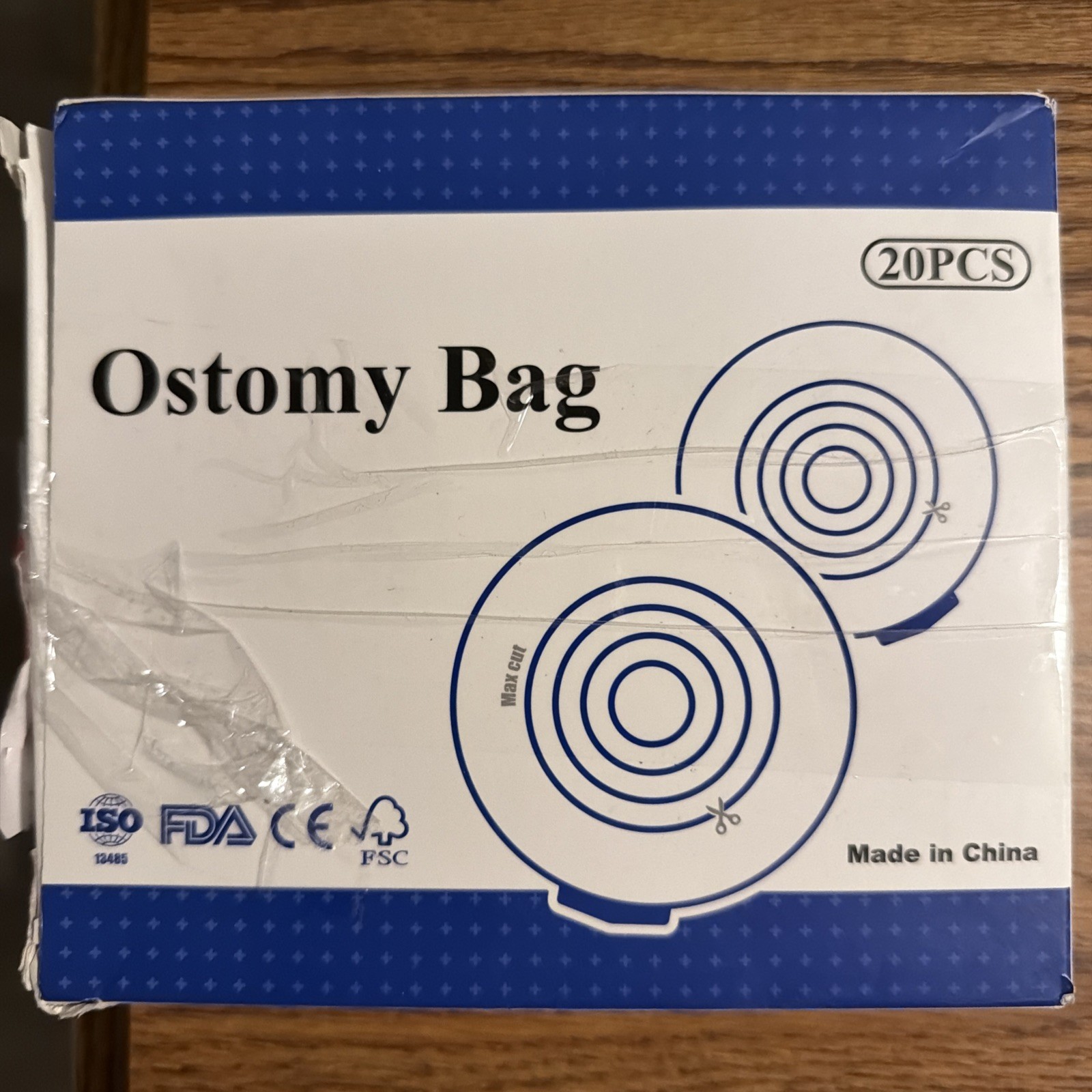Ostomy Bag One-Piece Drainable Pouch Cut-To-Fit Flat Wafer 20 Pcs
