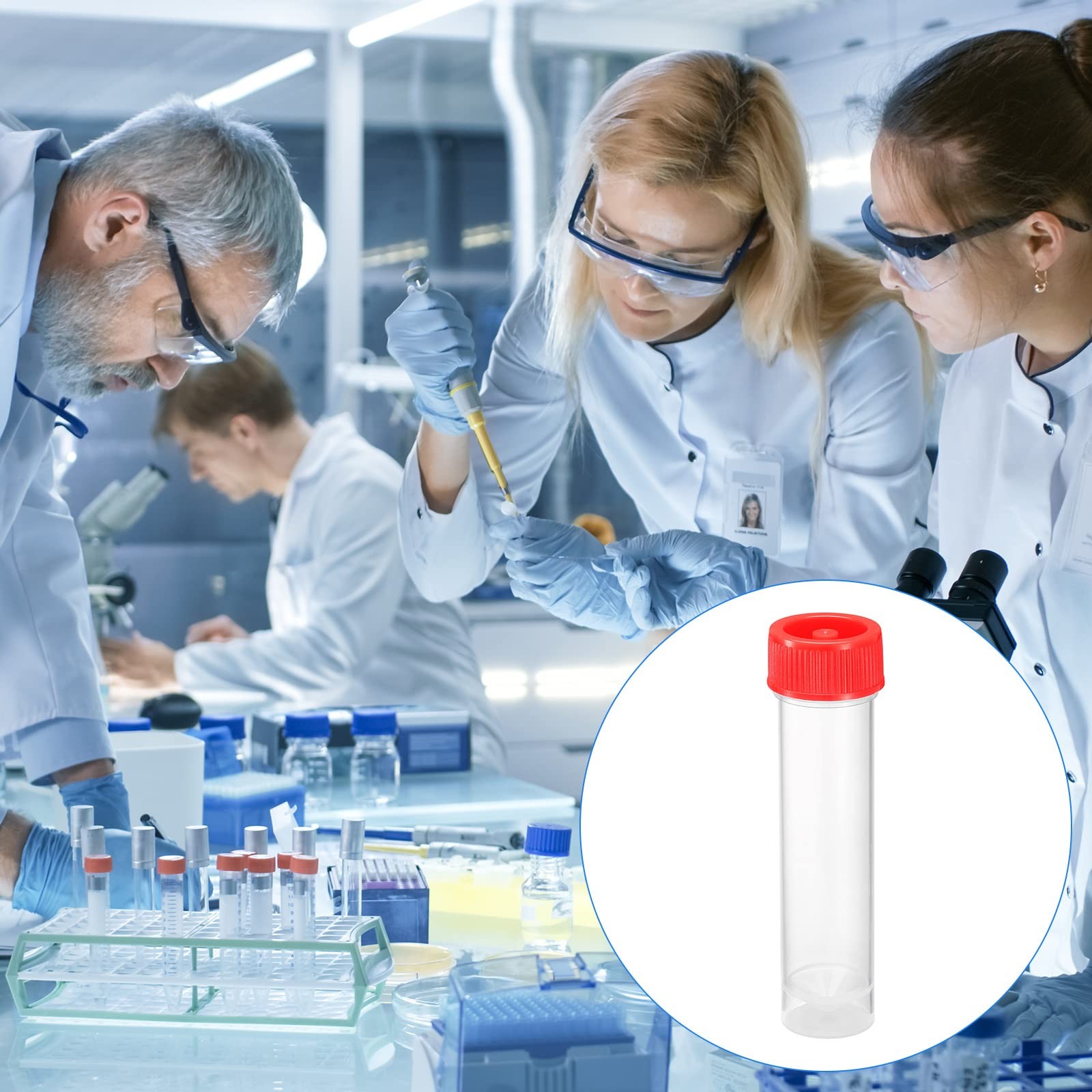 PATIKIL 30mL Plastic Test Tubes, 20 Pack Frozen Tube Vial 30mL, Red