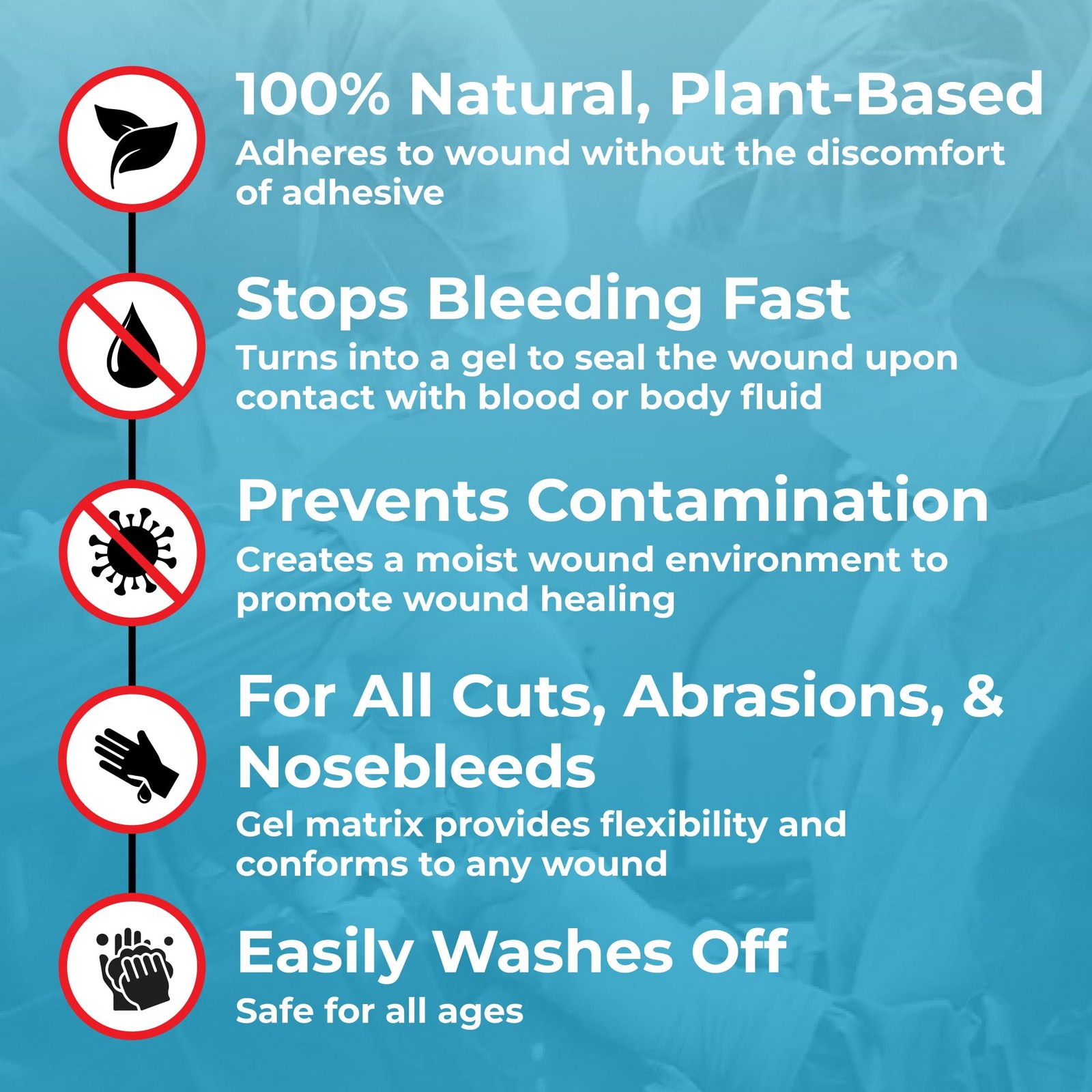Bloodstop-Hemostatic Dressing Controls Bleeding Natural Plant-Based Wound