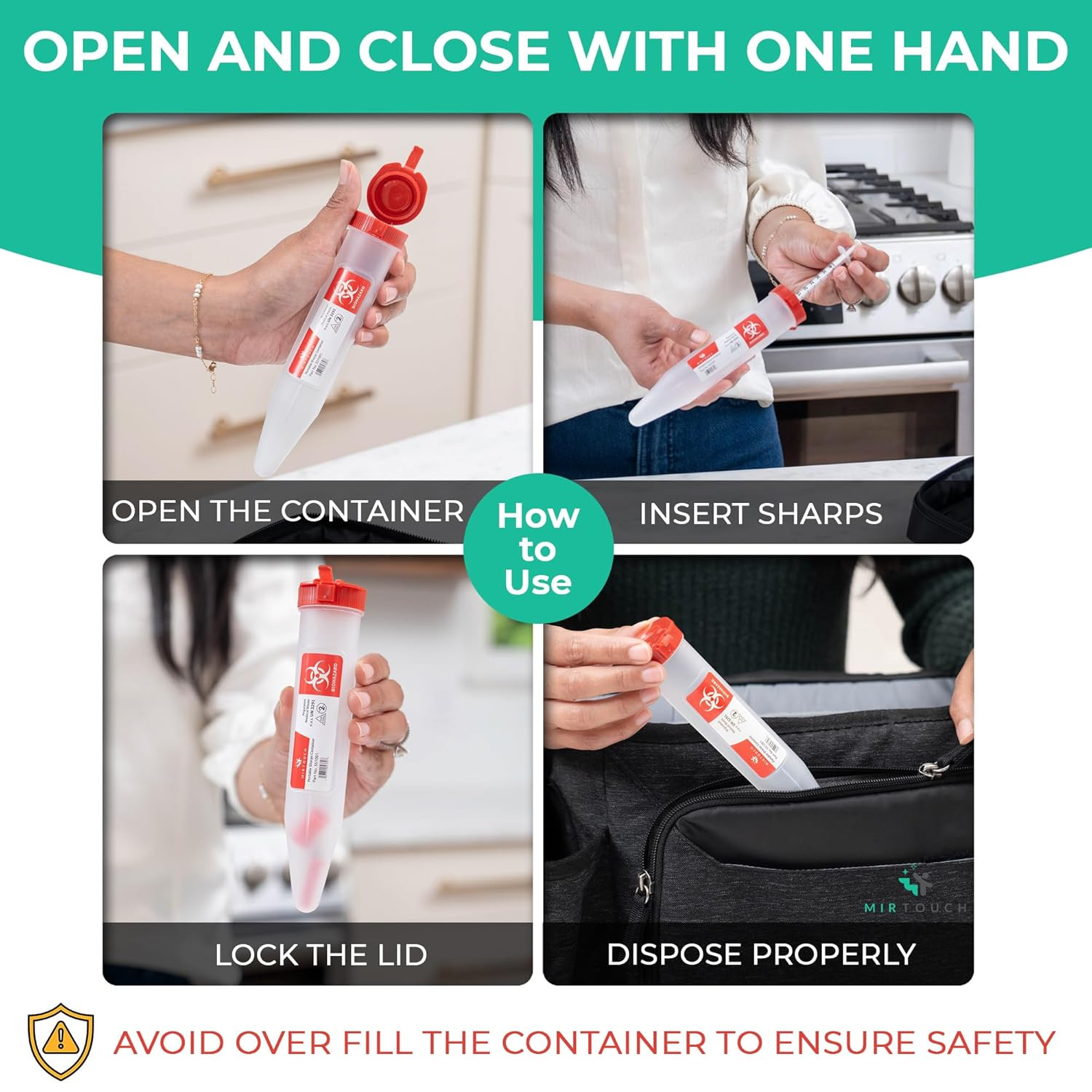 Sharps-Shuttle – Single Use Travel Sharps Container for Needles Syringes