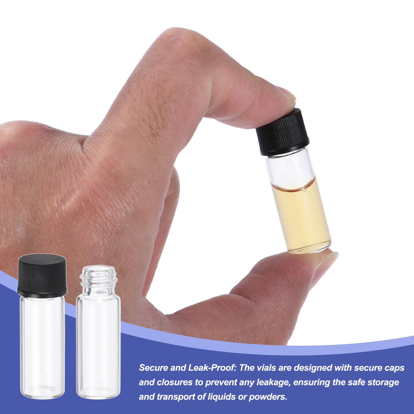 2ml Clear Glass Vials, 25 Pack Sample Vials Reagent Media Bottle with Labels