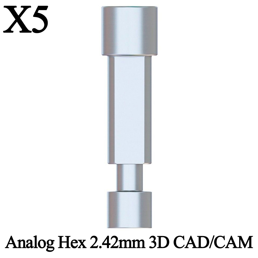5pcs Dental Analog Int Hex Platform 2.42mm Model 3D CAD/CAM Lab Replica Fixture