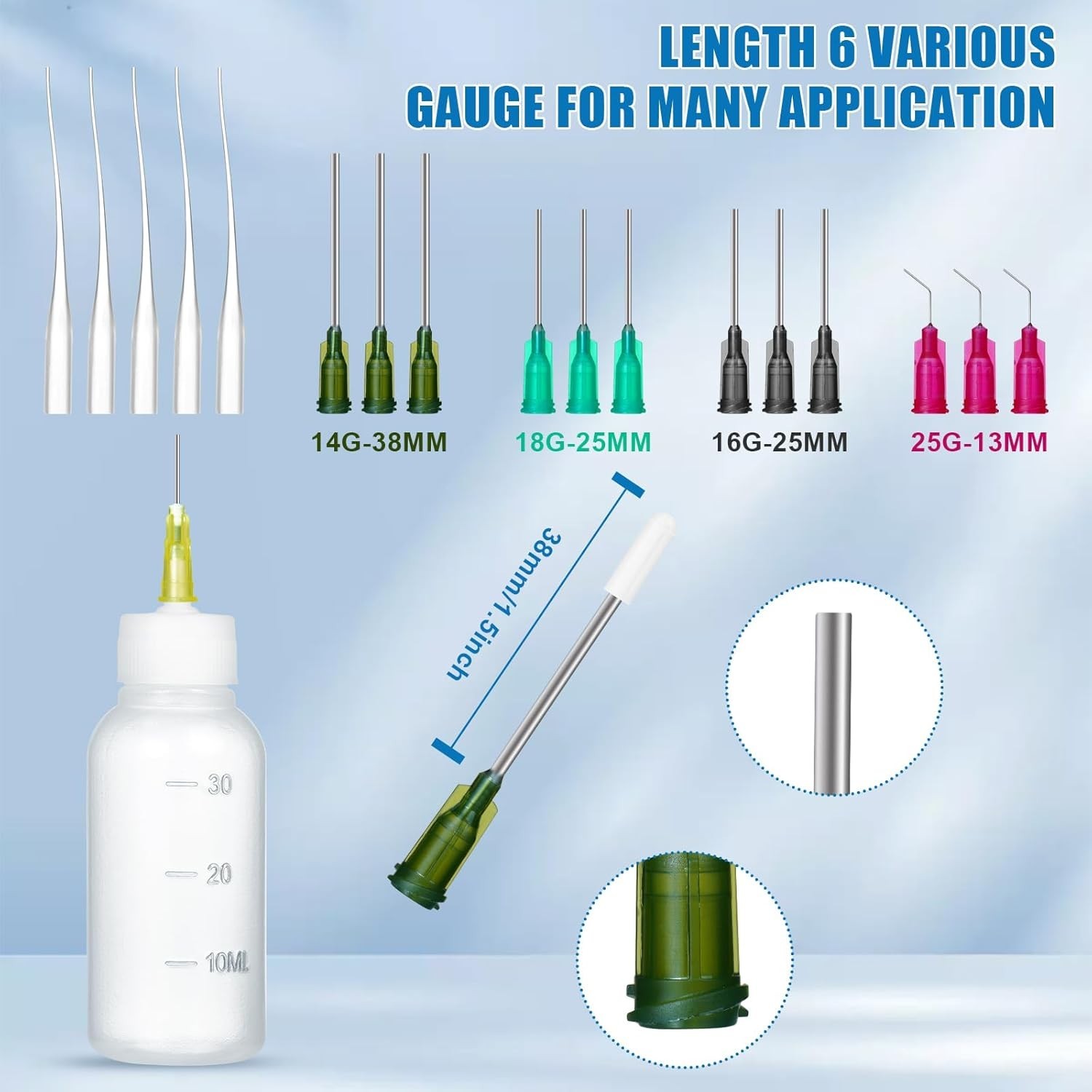 30ml Precision Glue Applicator Bottle Set with Needle Tips & Storage Caps NEW US