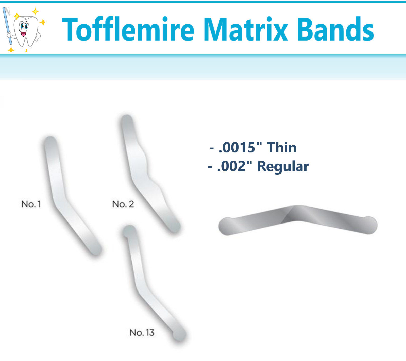 12-144 Dental Matrix Bands, Number 1, 2 , 3 .0015 Inch 0.04mm Tofflemire Type
