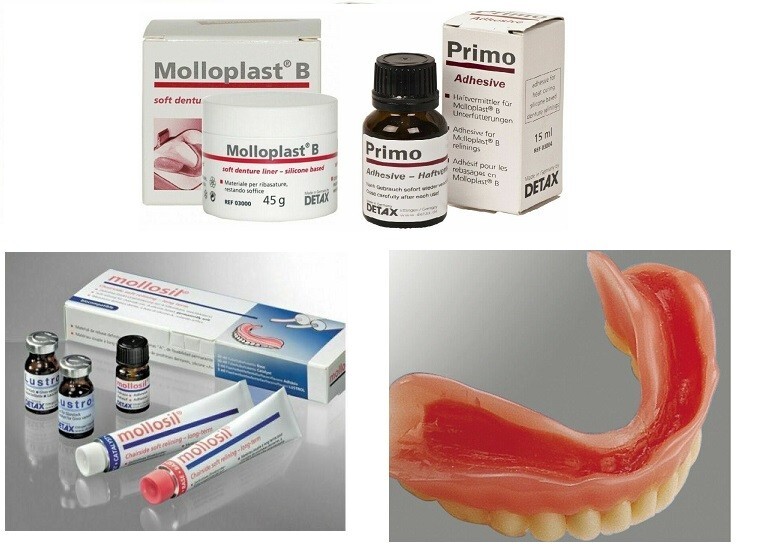 MolloPlast B Silicone Based Permanant Soft Reline Denture Material VARIOUS PACKS