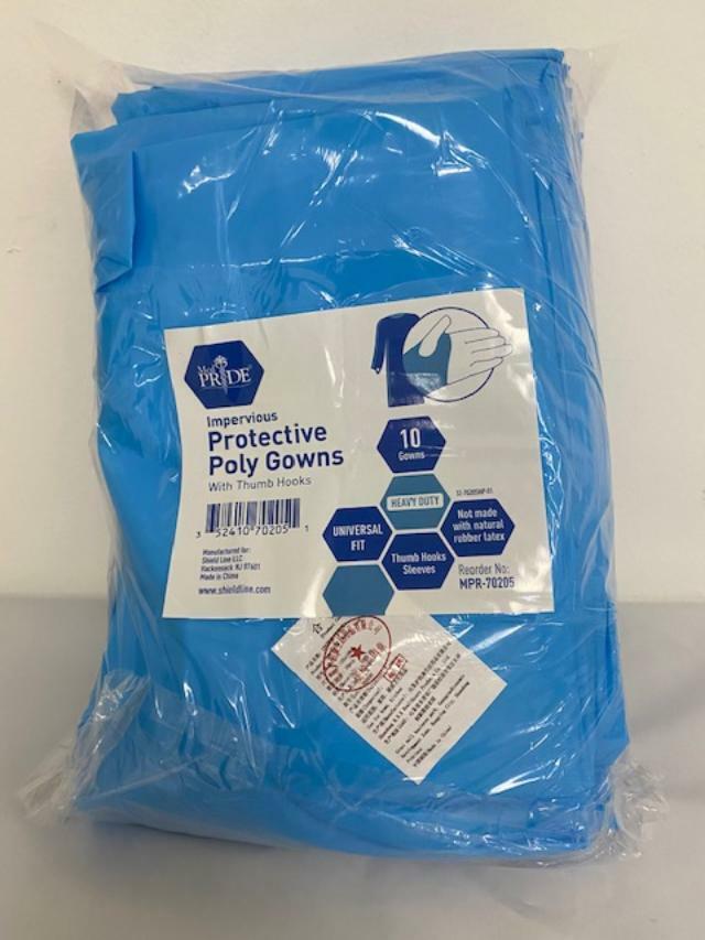 MedPride Polyethylene Isolation Gown Blue-Case/100,Level 3 Heavy Duty. MPR-70205