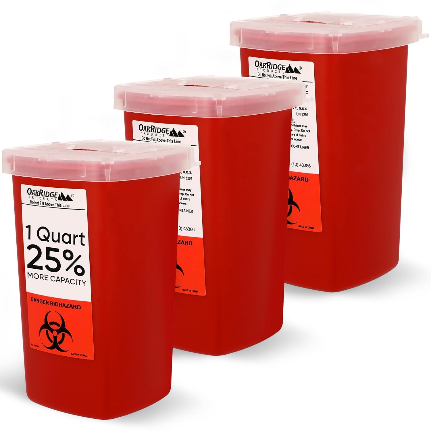 Sharps Container for Home Use and Professional 1 Quart (3-Pack), Biohazard Needl