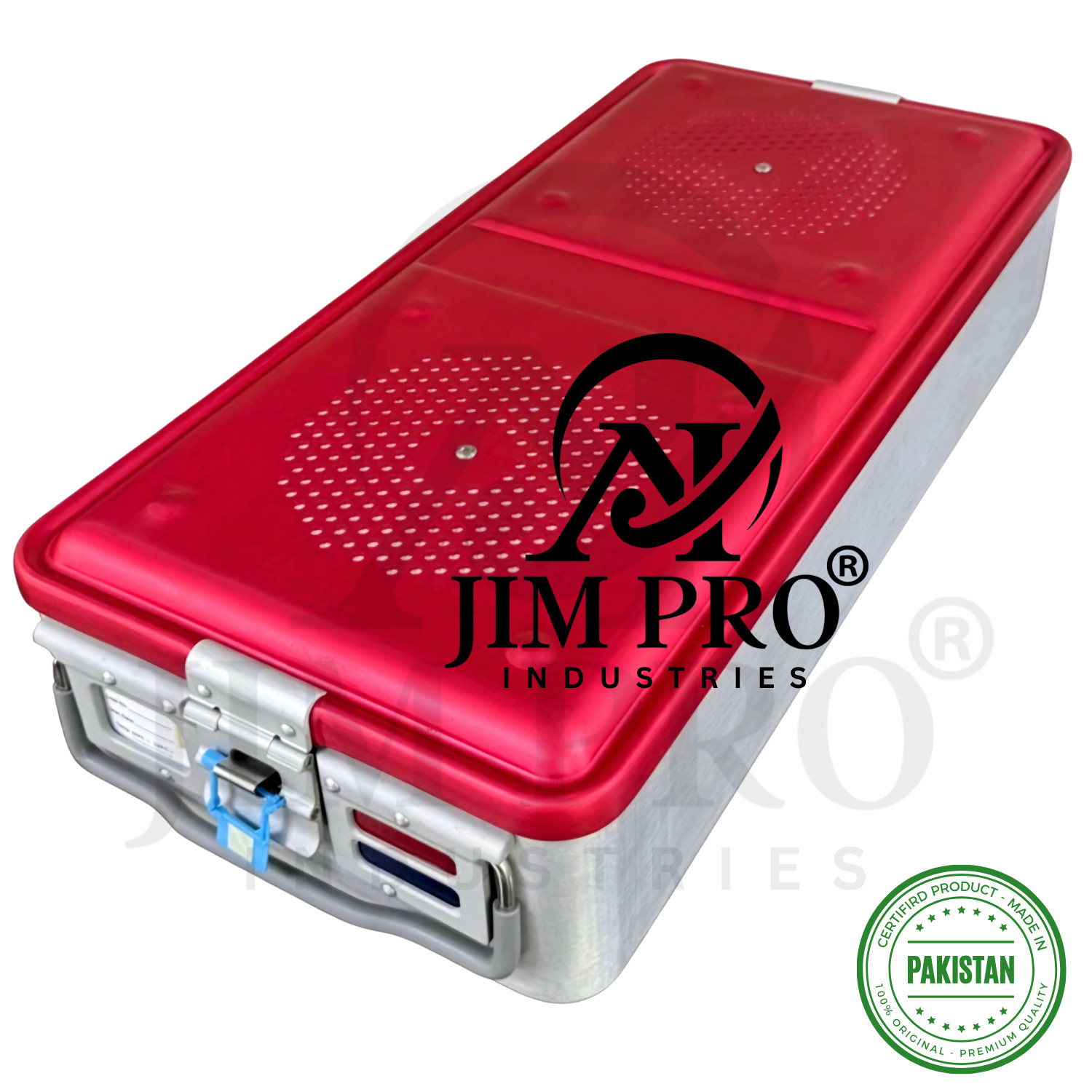 Aluminium Sterilization Container, Bottom & Lid Perforated with 4 filter holders