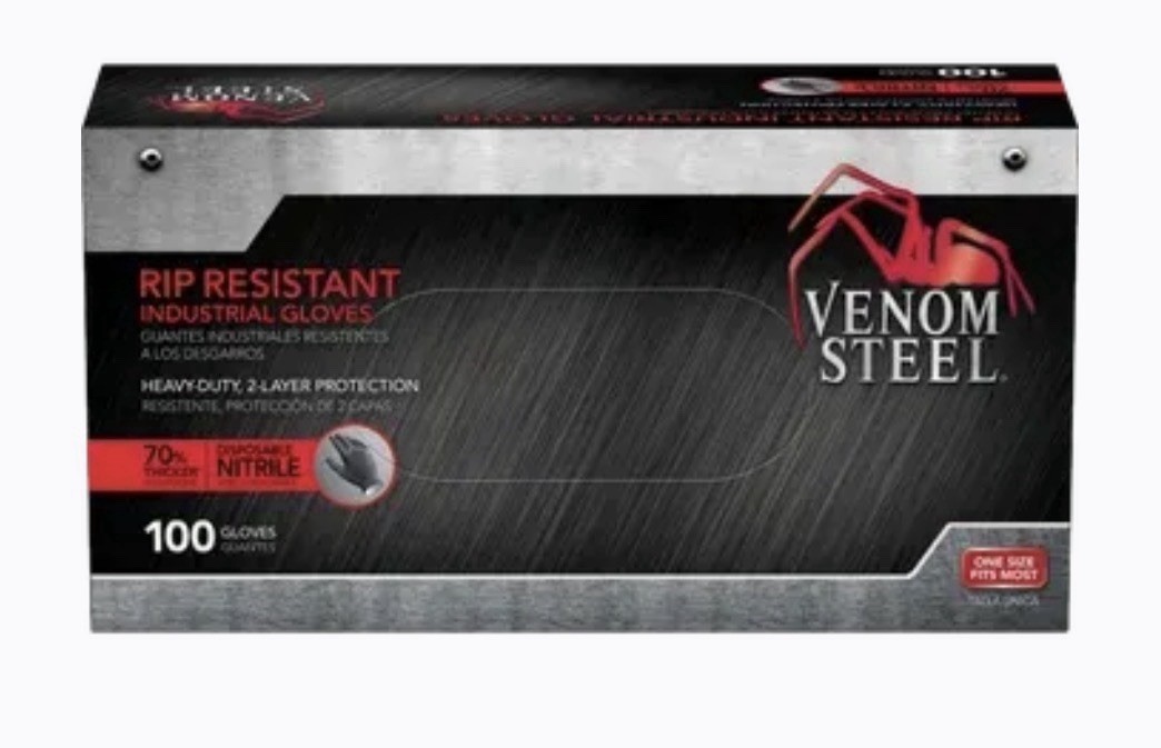 Venom Steel Rip Resistant Industrial Nitrile Gloves 100 Count One Size Fits Most