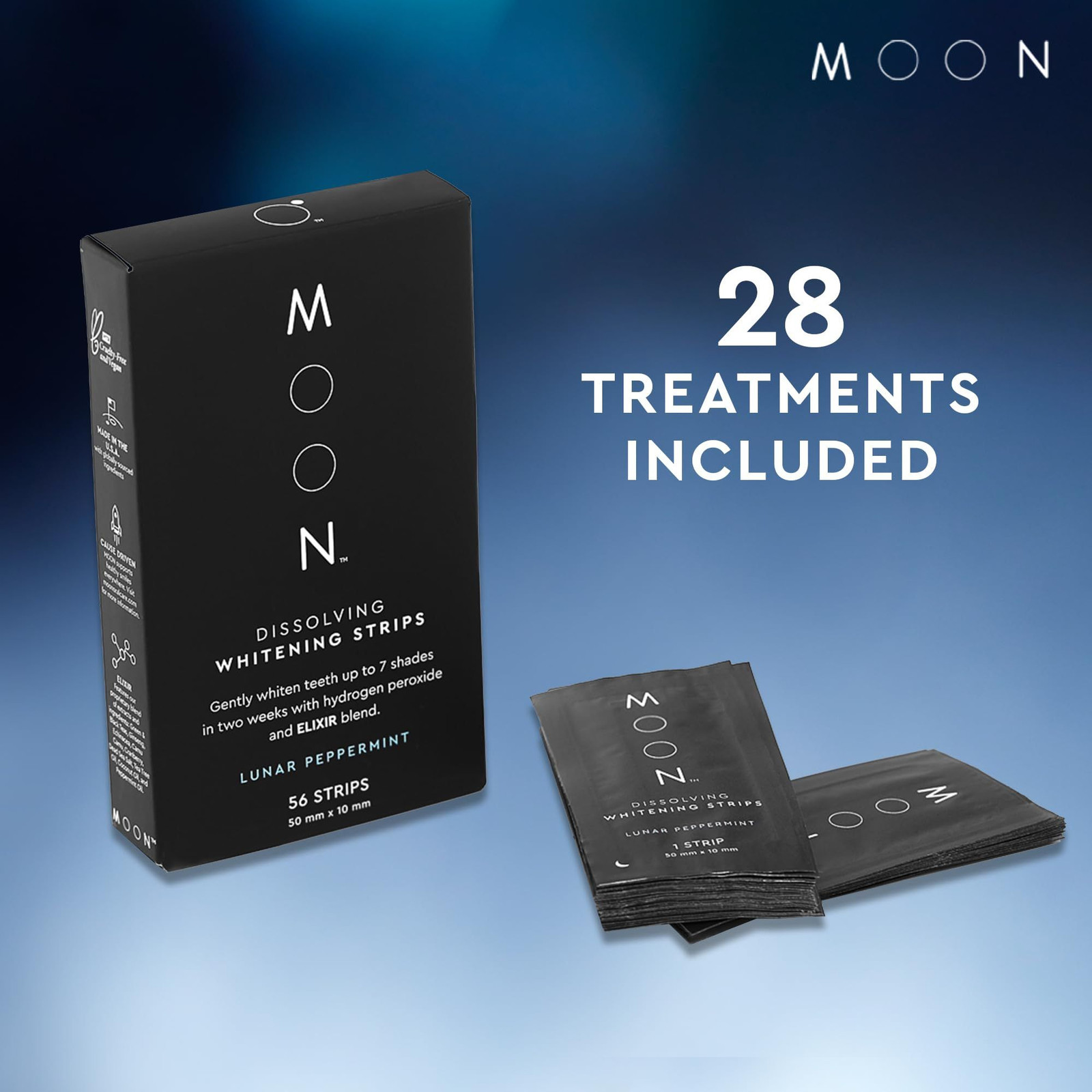 MOON Dissolving Teeth Whitening Strips, 56 No Rinse 1 Count (Pack of 56)