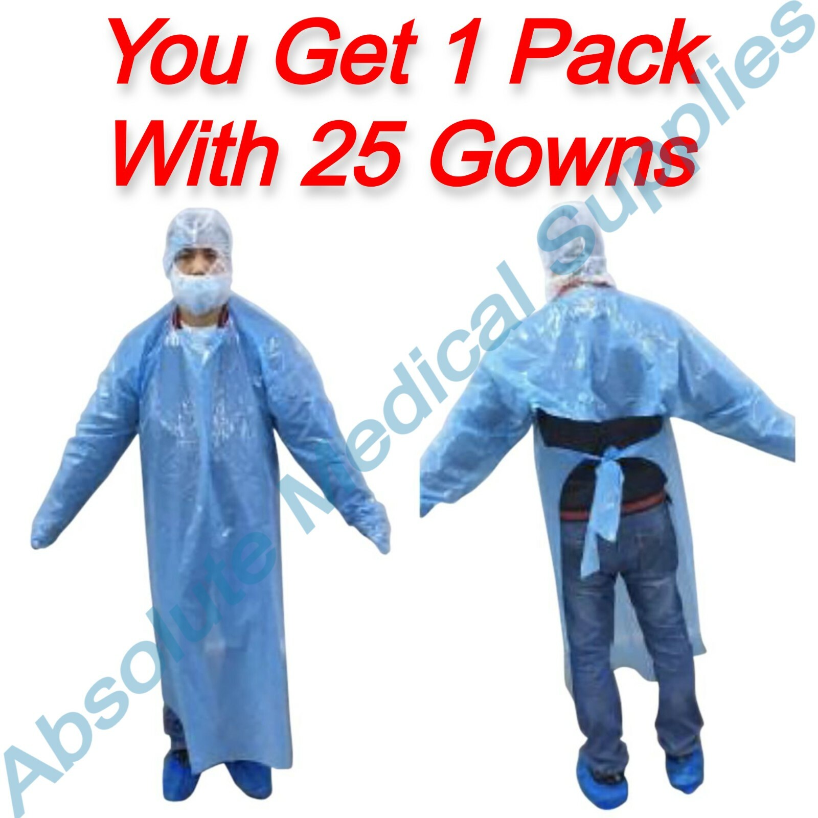 *25-Gowns* Medline Polyethylene Gowns Blue X-Large Disposable NONBL200