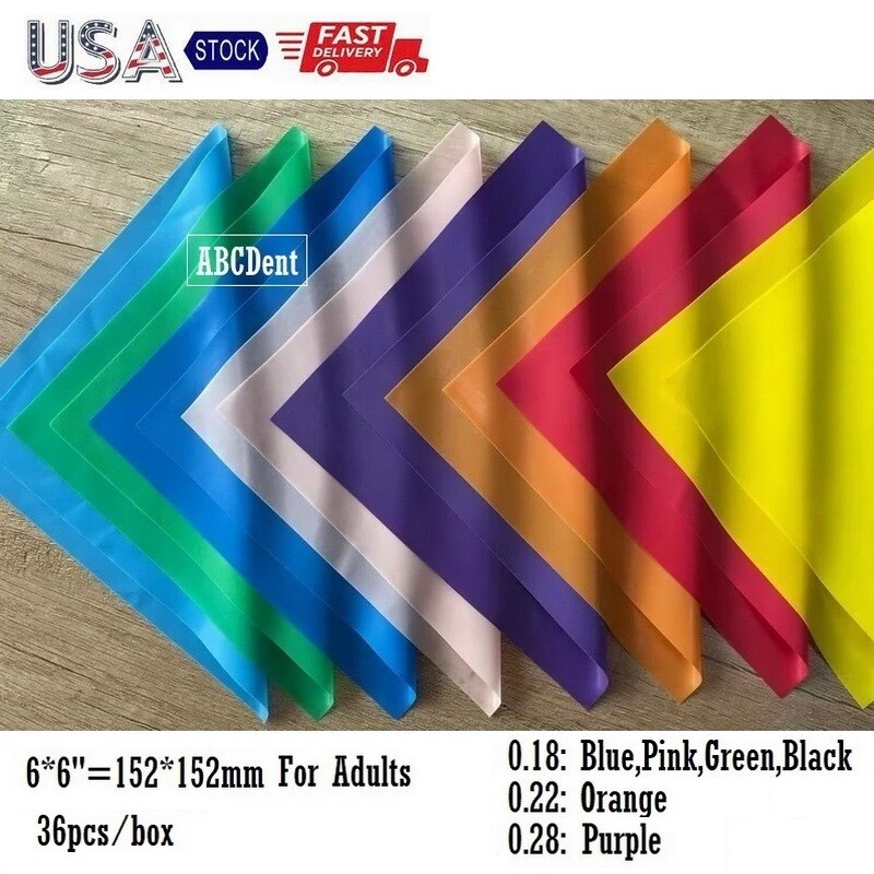Dental Rubber Dam Sheet Natural Latex Barrier Endodontics Dams Adults 6*6″ 36pcs