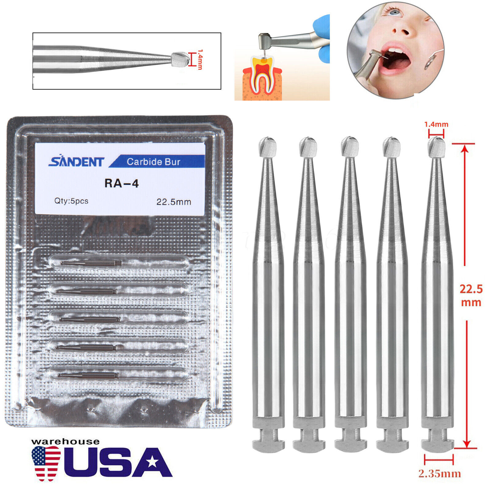 RA4 Carbide Low Speed Handpieces Right Angle Made in China Bur 100-10