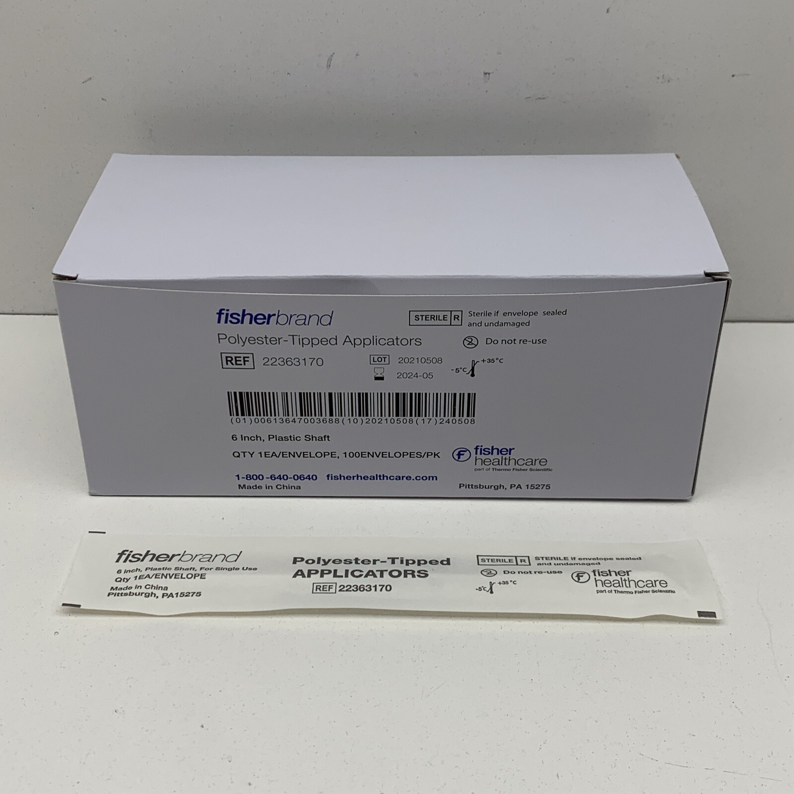 (100) Fisherbrand 22363170 Plastic Shaft 6″ Polyester-Tipped Applicator EXP2024