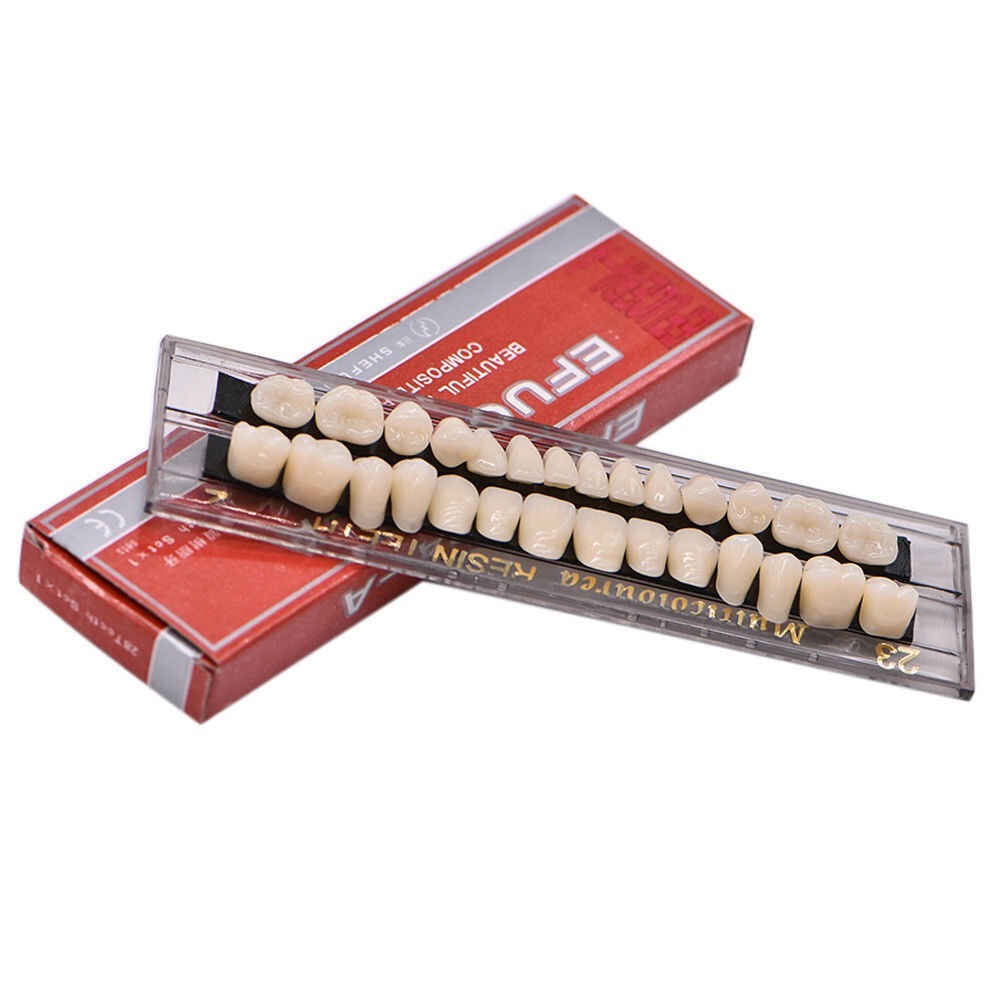 28 Pcs Dental Denture Acrylic Temporary Crown Resin Full Teeth Upper Tool A2/A3