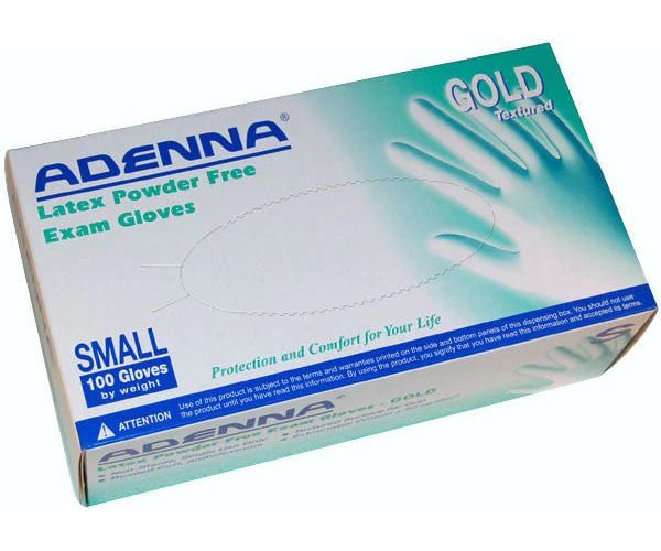 Adenna Gold Latex Glove: Small, Non-Sterile, Powder-Free, Textured