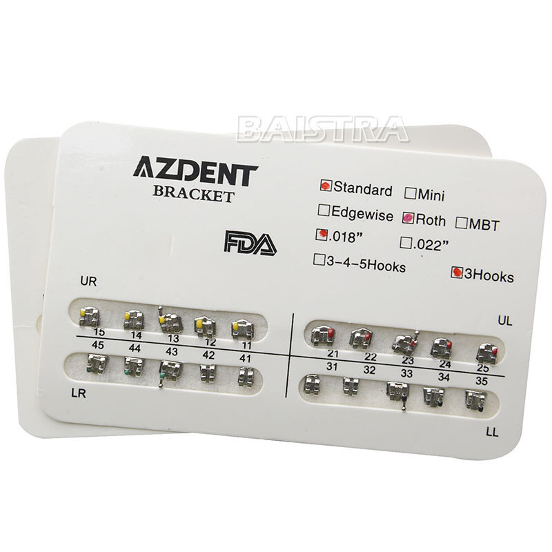 10X Brackets de Ortodoncia Dental Mini Estándar MBT Roth 0.022 Ganchos 3 4 5