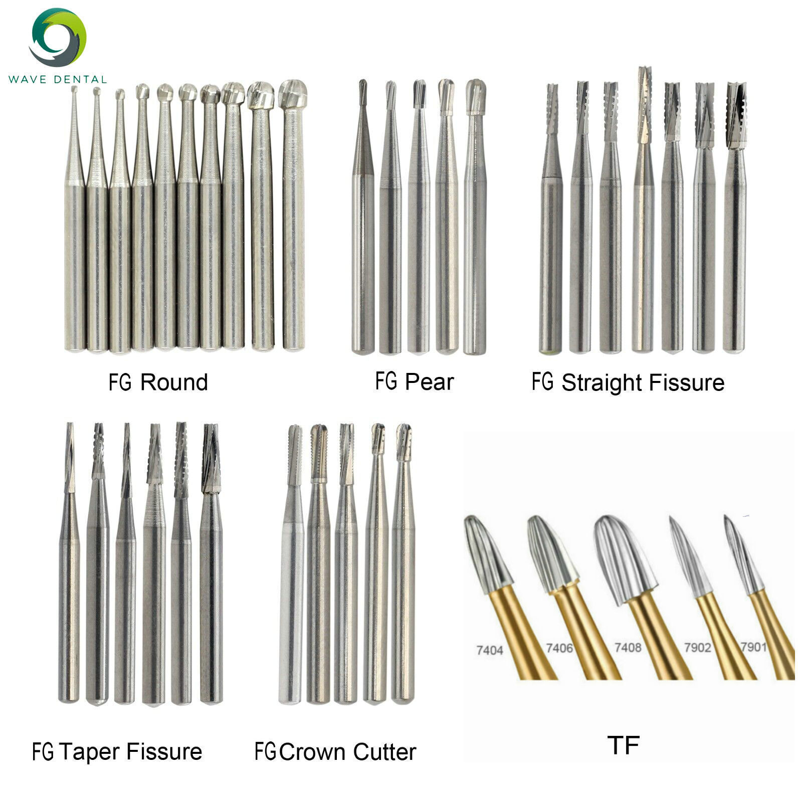 Wave Dental Carbide Friction Grip Round FG TF Burs for High Speed Handpiece
