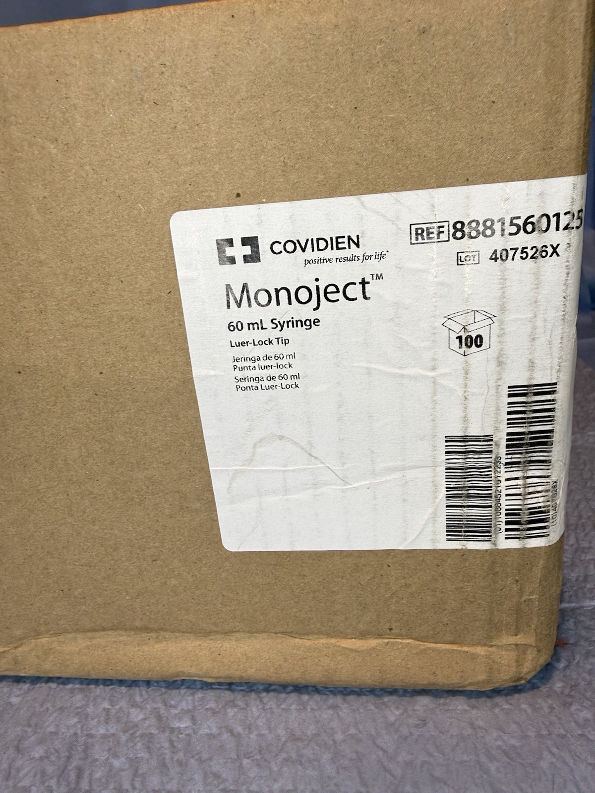 Covidien 8881560125 Monoject Syringe Luer Lock 60 ml Box Of 100