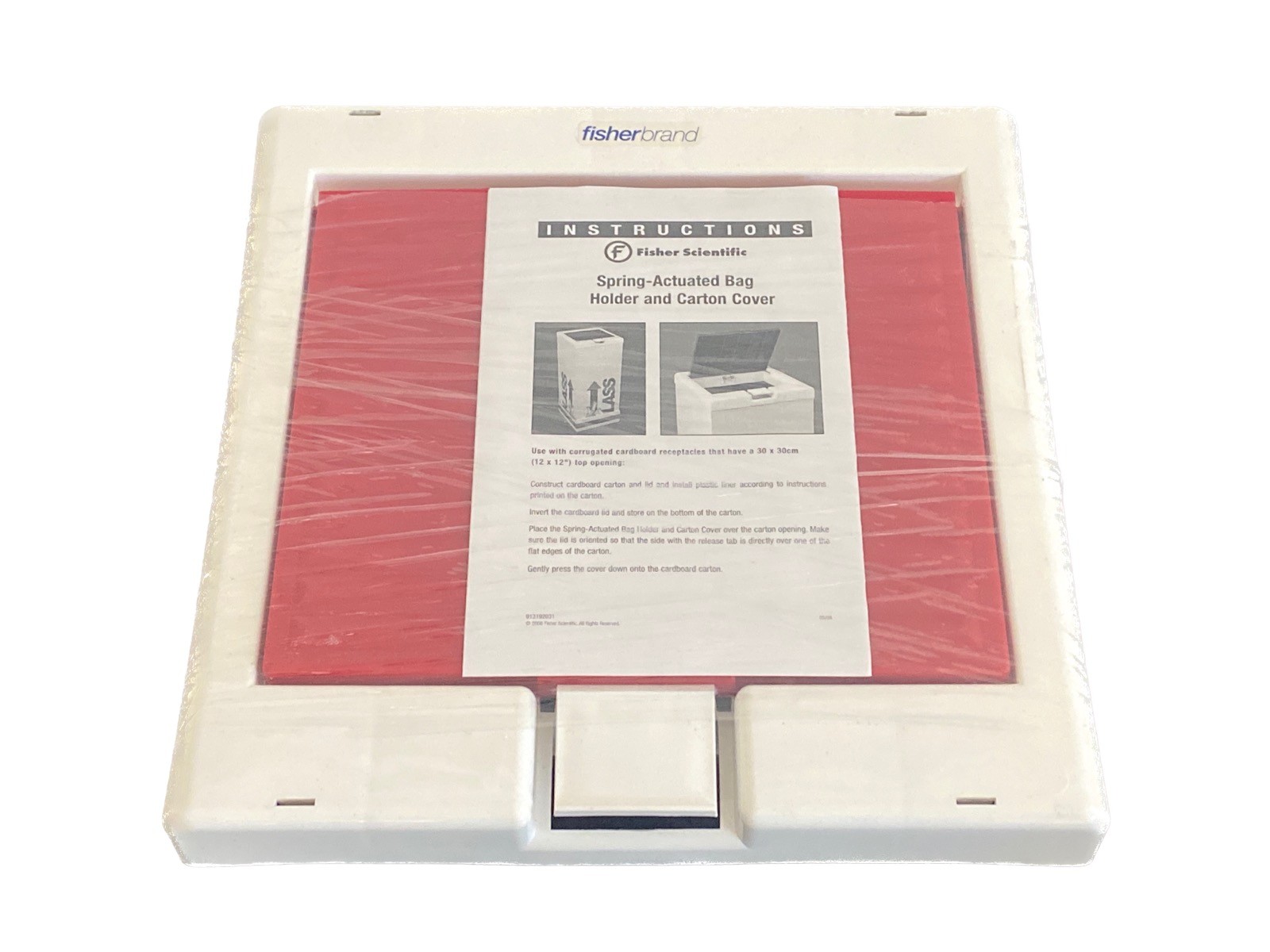 FISHER Spring-Activated Biohazard Carton Cover for 12×12” Opening Receptacles