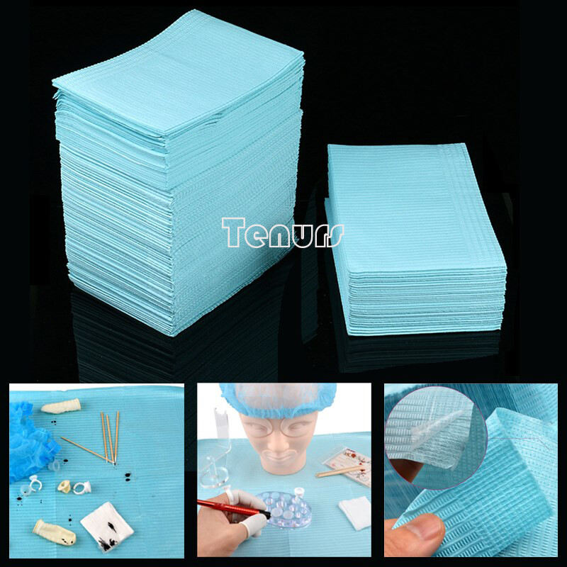 10pcsXDisposable dental Clean Paper Tablecloths bibs Pad Waterproof 35X45cm
