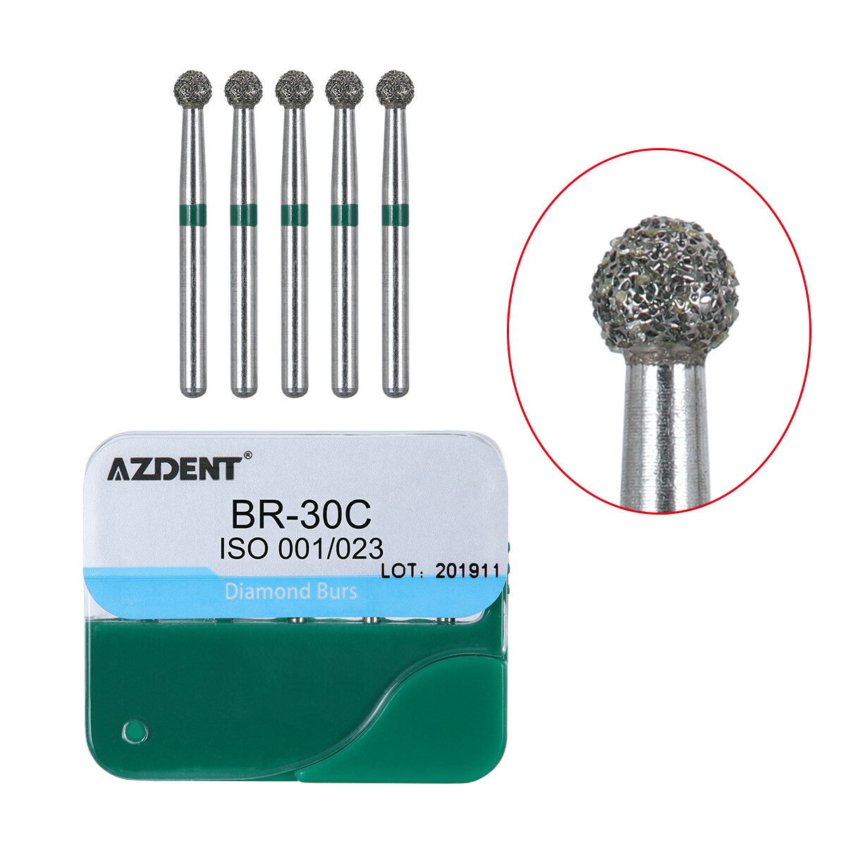 100pcs Dental Diamond Burs for High Speed Handpiece Medium FG 1.6mm AZDENT
