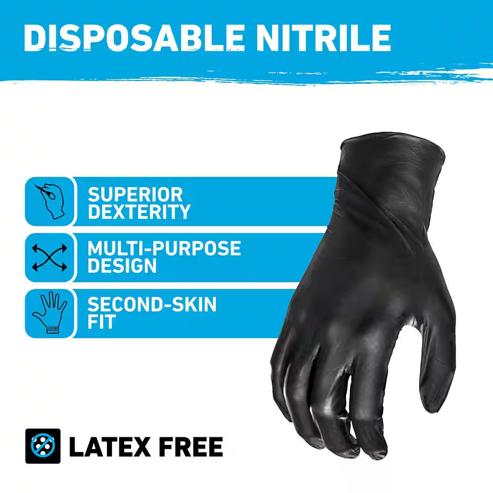 100-Count 4Mil Disposable Nitrile Work Gloves – Large