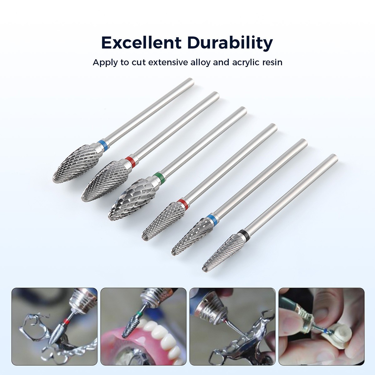 AZDENT Dental HP CNC Tungsten Carbide Burs Drills for Low Speed Handpiece 4 Type