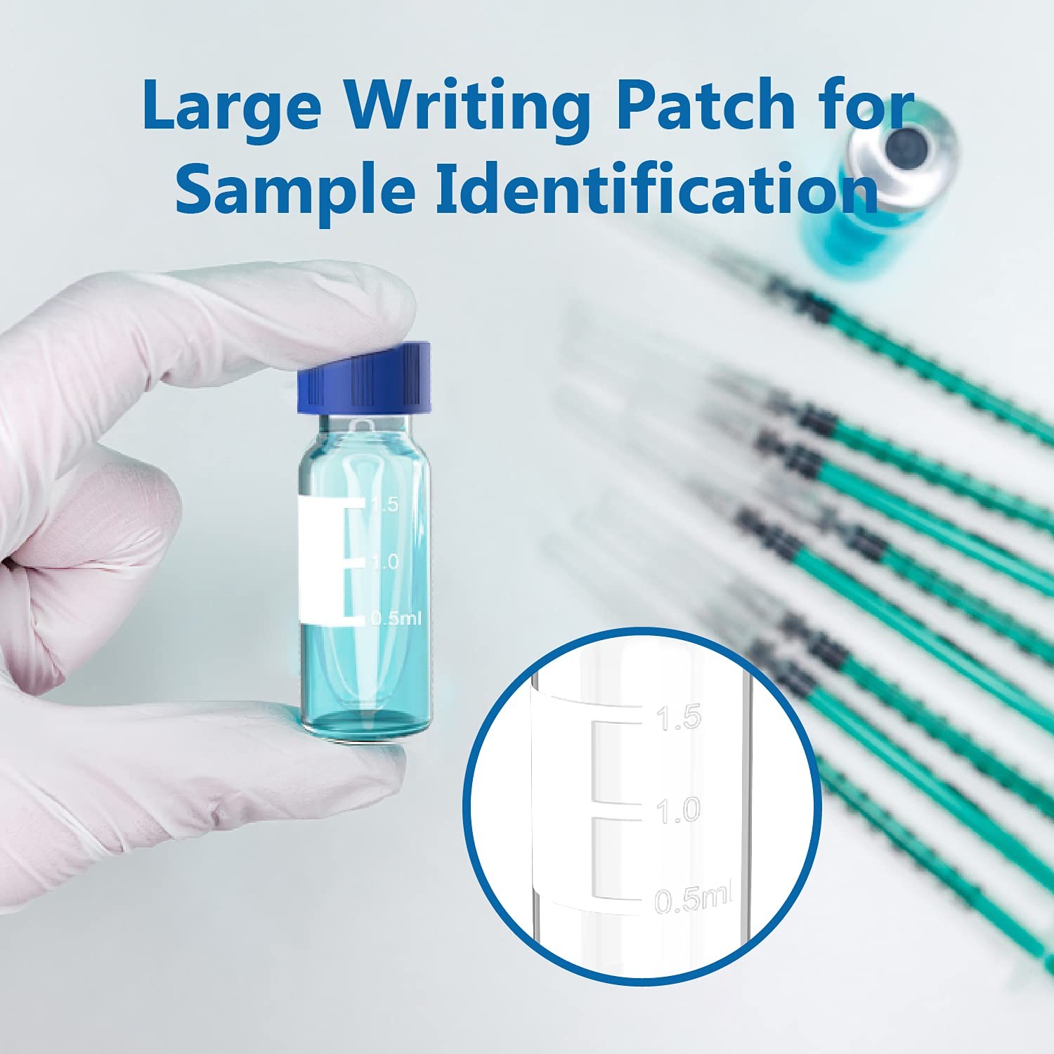 2ml Autosampler Vials 1000 Pack HPLC Vial 9-425 Amber Vial with Blue Screw Caps