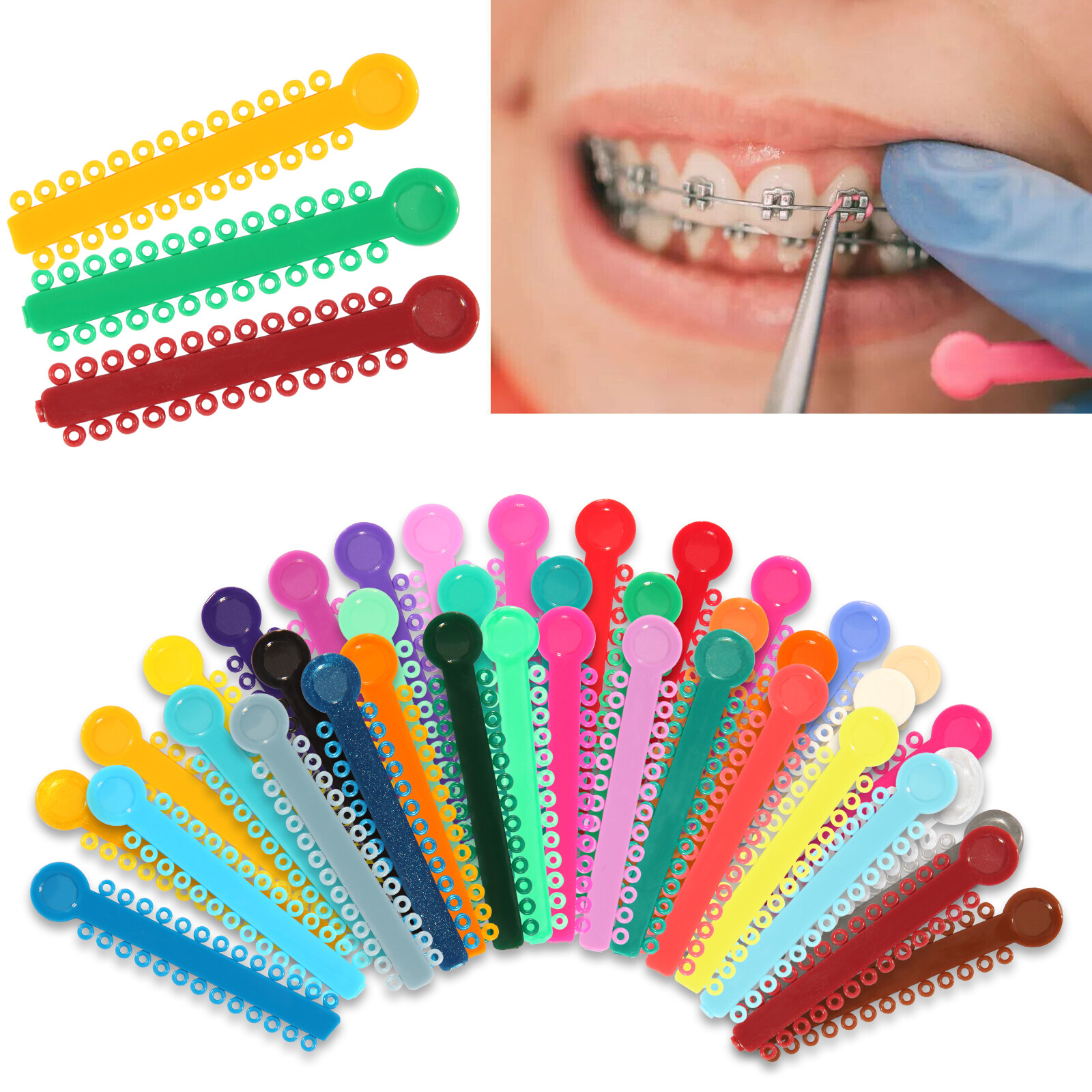 Ligature Gun / 1040 ties Rubber Bands for Orthodontic Dental Braces Brackets