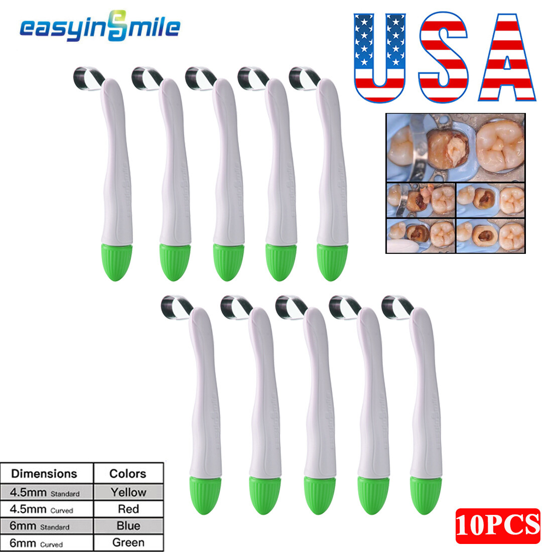 Dental Pro Matrix Bands Adjust Hold Pre Formed Curved Retainer Molar Clip 10Pcs