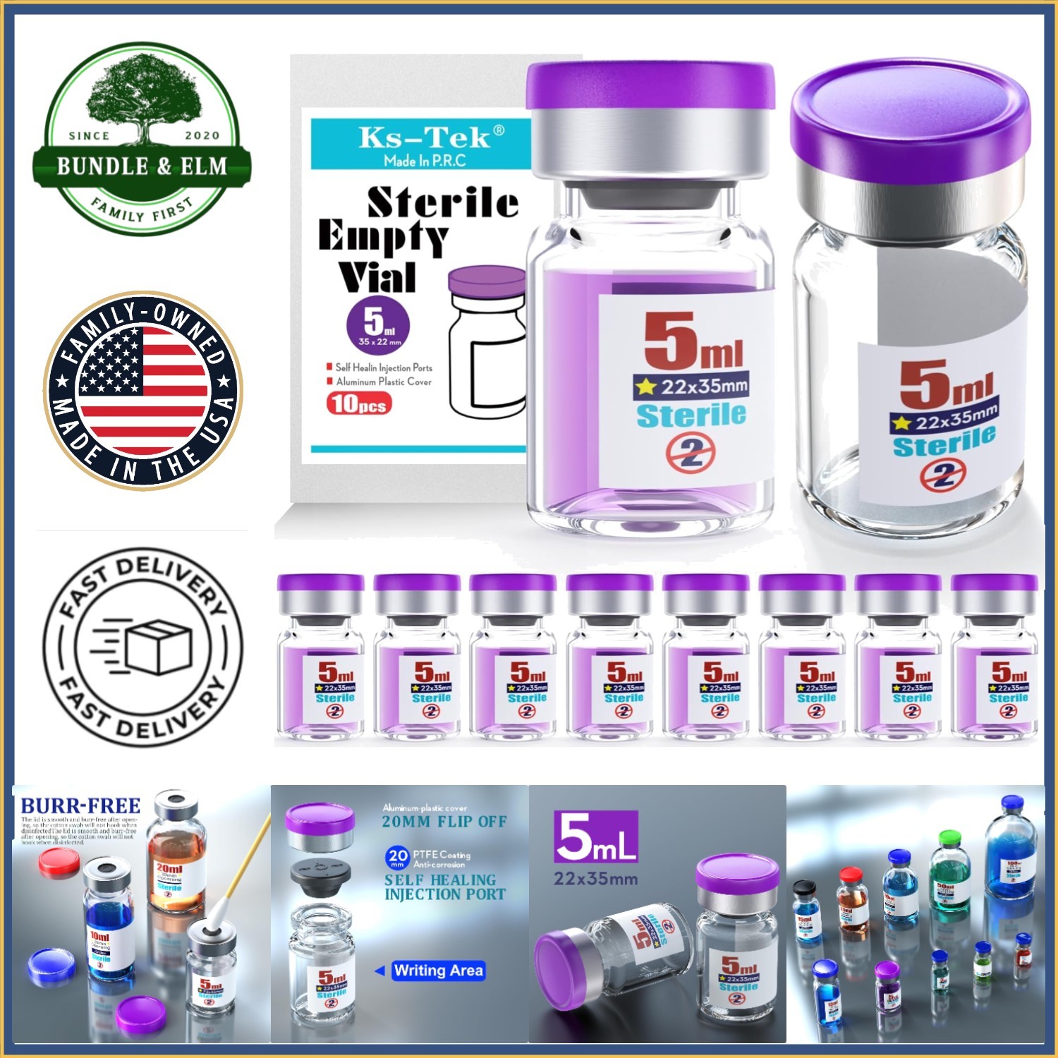 Leak Proof Glass Vials 5ml with Sterile Packaging for Laboratory Applications